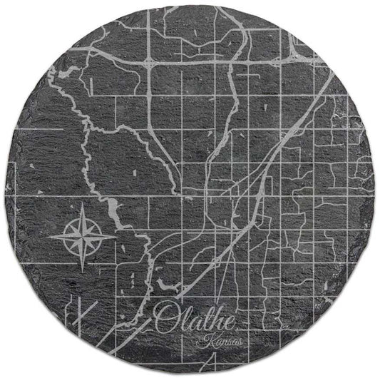 Olathe, Kansas Round Slate Coaster