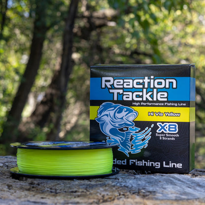 Reaction Tackle X8 Braided Fishing Line - Hi Vis Yellow 8 Strand