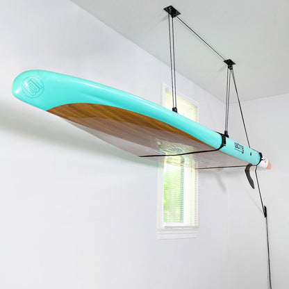 Essential SUP & Surfboard Garage Ceiling Storage Hoist | Holds up to 150 lbs | 14' Lift