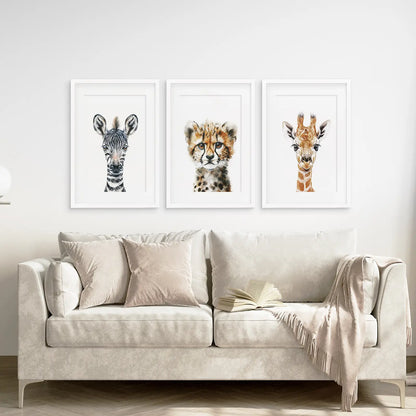 Neutral Safari Wall Art Poster Set Nursery Decor