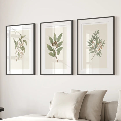 Vintage Neutral Botanical Gallery Wall Print Set