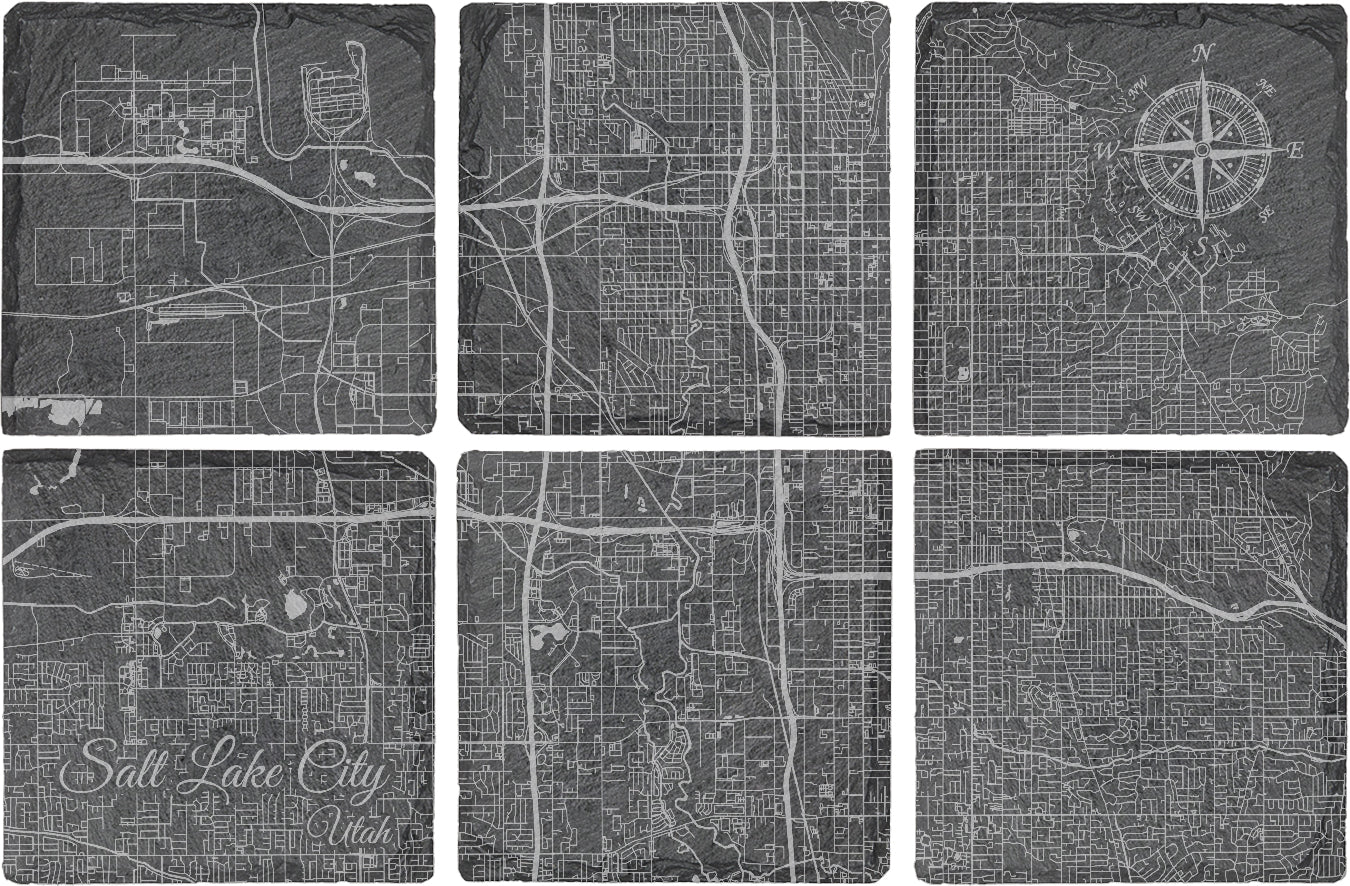 Salt Lake City, Utah Square Slate Coaster