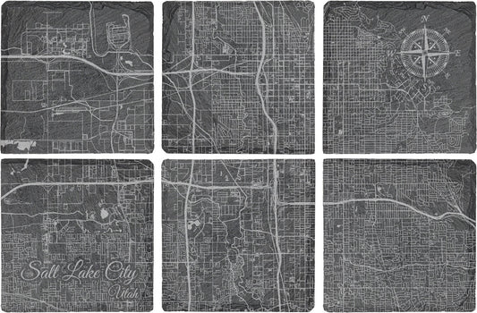 Salt Lake City, Utah Square Slate Coaster