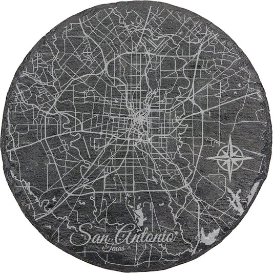 San Antonio, Texas Round Slate Coaster