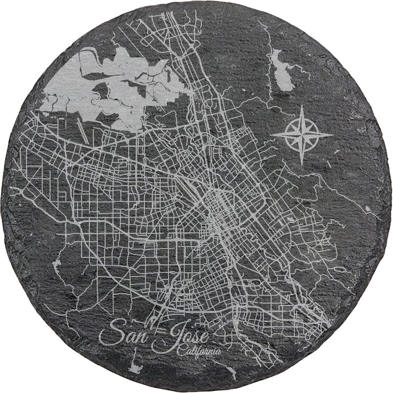 San Jose, California Round Slate Coaster