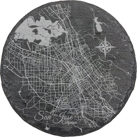 San Jose, California Round Slate Coaster