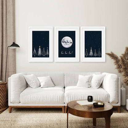 Winter Nordic Landscape Xmas Set of 3 Prints