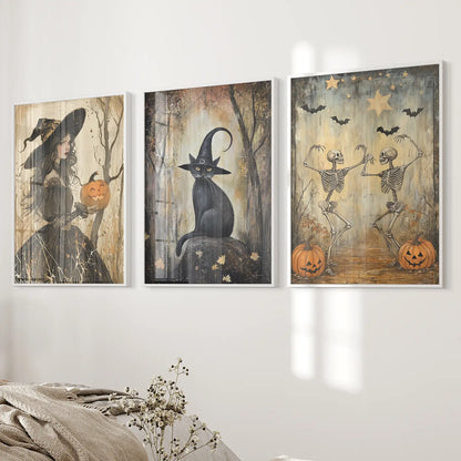 Witchy Halloween Fall Decor Modern Wall Art Print