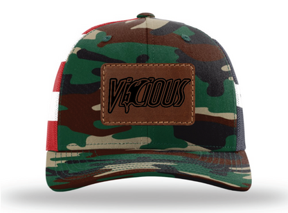 Vicious Logo - Green Camo/USA Flag