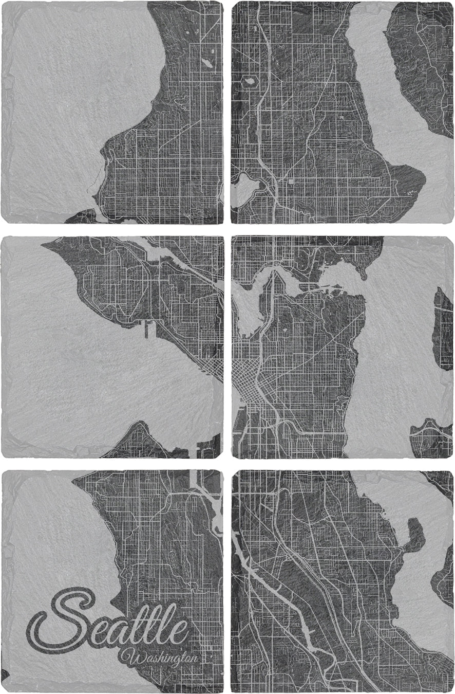Seattle, Washington Square Slate Coaster