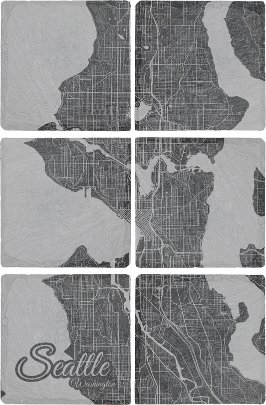 Seattle, Washington Square Slate Coaster