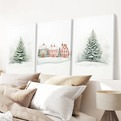 Winter Evergreen Tree Xmas Decor Wall Art Posters