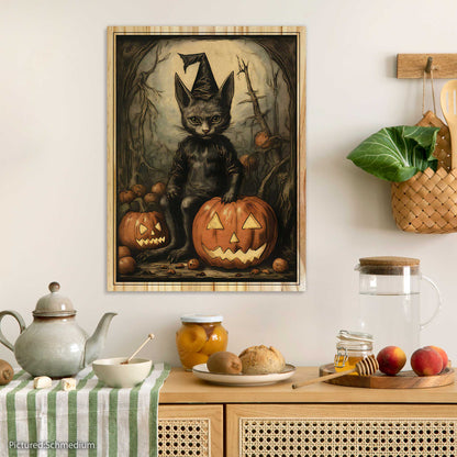 Vintage Cat and Pumpkin