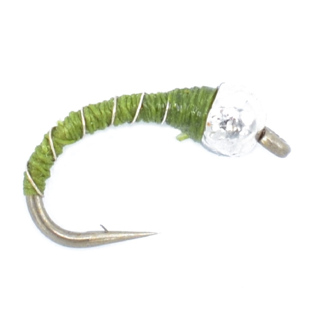 3 Pack Bead Head Olive Zebra Midge Still Water Nymph Hook Size 14
