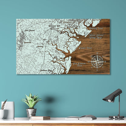 Skidaway to Saint Catherines Island, Georgia Whimsical Map