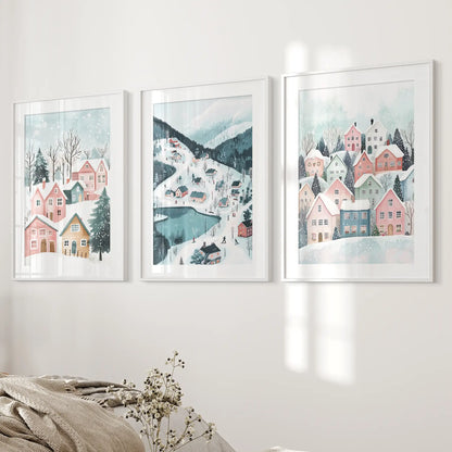 Christmas Village Cute Winter Landscape Posters