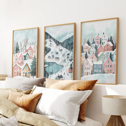 Christmas Village Cute Winter Landscape Posters