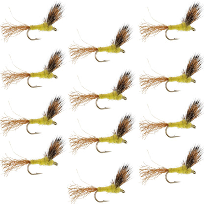 Sparkle Dun Pale Morning Dun PMD Yellow Body Mayfly 12 Flies Hook size 18