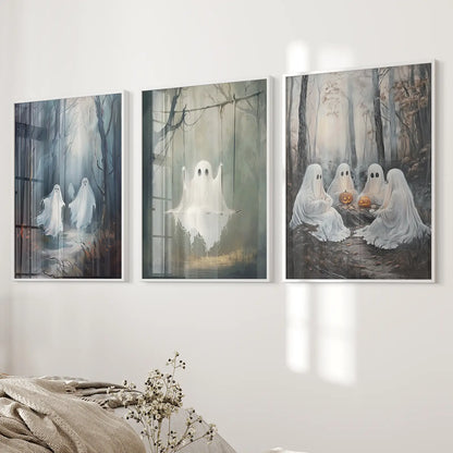 Dark Halloween Spooky Ghost Wall Art Prints Decor