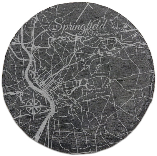 Springfield, Massachussetts Round Slate Coaster