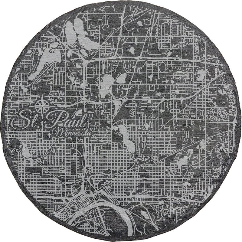 St Paul, Minnesota Round Slate Coaster