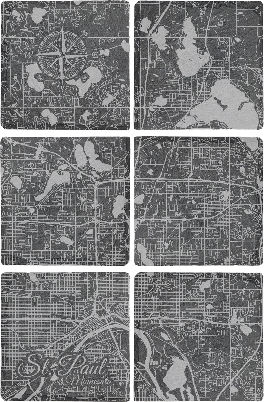 St Paul, Minnesota Square Slate Coaster