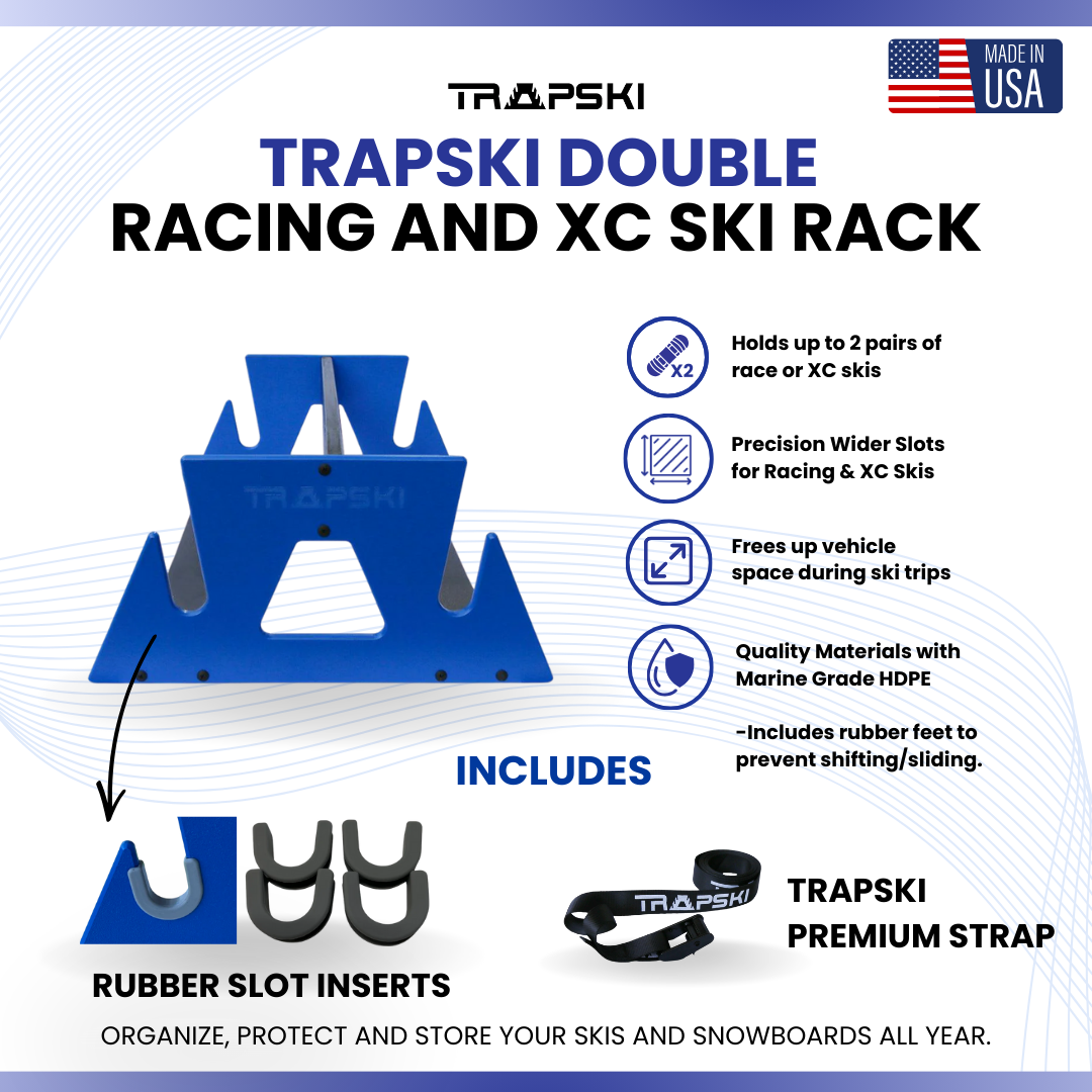 TRAPSKI DOUBLE Mobile All Mountain/Race/XC/Powder Ski and Standard Stance Snowboard Rack