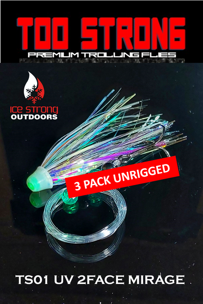 Too Strong Premium Trolling Flies - 3 Pack Unrigged