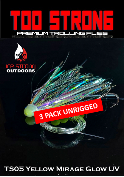 Ice Strong Outdoors - Too Strong Premium Trolling Flies - 3 Pack Unrigged - NEW 2026 Colors RELEASED!