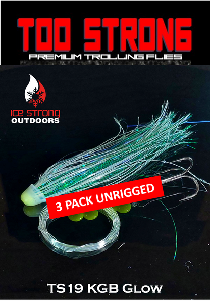 Ice Strong Outdoors - Too Strong Premium Trolling Flies - 3 Pack Unrigged - NEW 2026 Colors RELEASED!