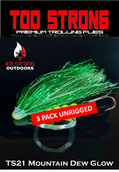 Ice Strong Outdoors - Too Strong Premium Trolling Flies - 3 Pack Unrigged - NEW 2026 Colors RELEASED!