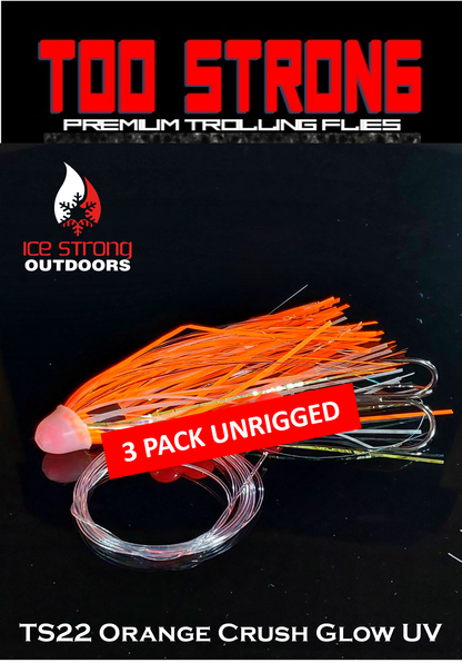 Ice Strong Outdoors - Too Strong Premium Trolling Flies - 3 Pack Unrigged - NEW 2026 Colors RELEASED!