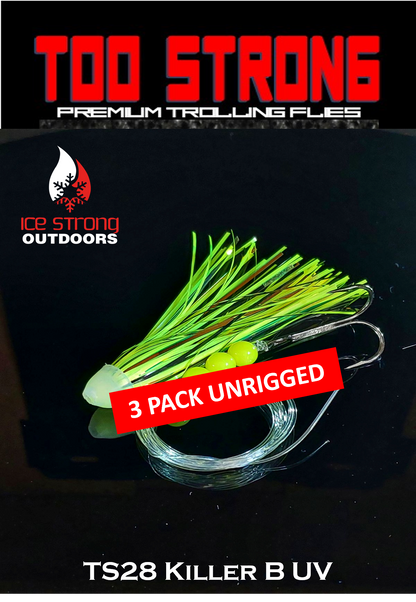 Ice Strong Outdoors - Too Strong Premium Trolling Flies - 3 Pack Unrigged - NEW 2026 Colors RELEASED!