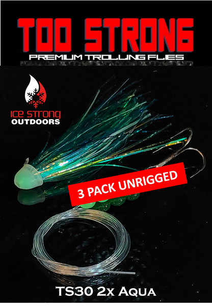 Too Strong Premium Trolling Flies - 3 Pack Unrigged