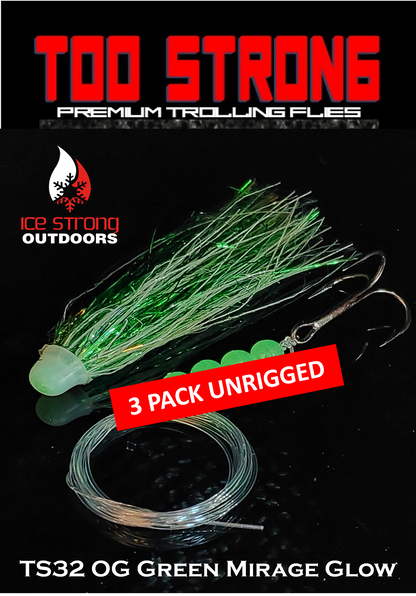 Ice Strong Outdoors - Too Strong Premium Trolling Flies - 3 Pack Unrigged - NEW 2026 Colors RELEASED!