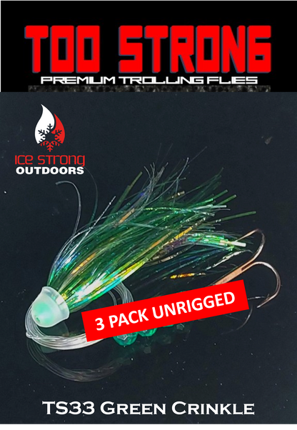 Ice Strong Outdoors - Too Strong Premium Trolling Flies - 3 Pack Unrigged - NEW 2026 Colors RELEASED!