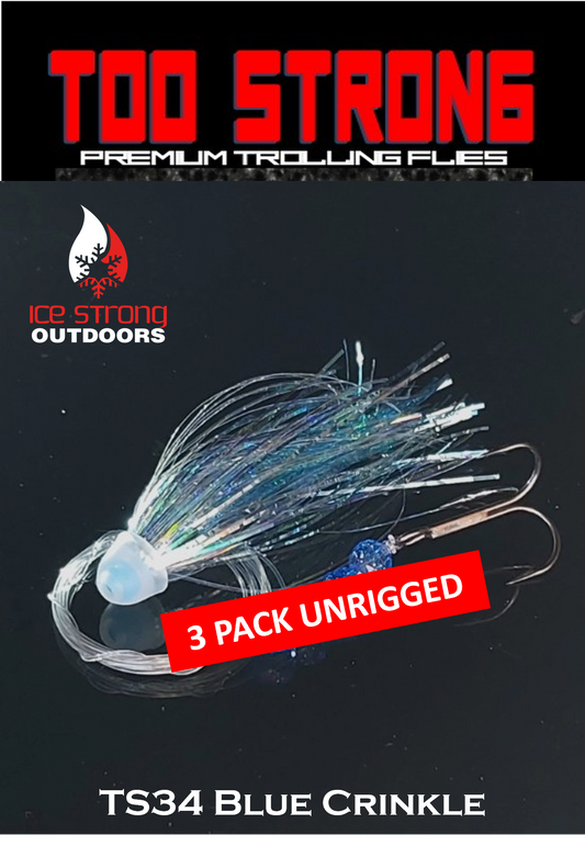 Ice Strong Outdoors - Too Strong Premium Trolling Flies - 3 Pack Unrigged - NEW 2026 Colors RELEASED!