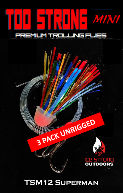 Too Strong Premium Trolling MINI Flies - 3 Pack Unrigged
