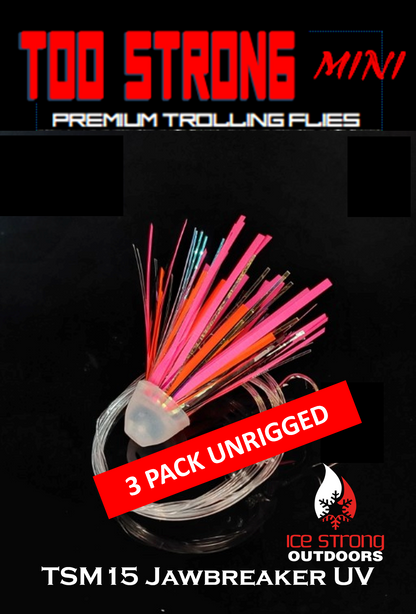 Ice Strong Outdoors - Too Strong Premium Trolling MINI Flies - 3 Pack Unrigged - NEW 2026 Colors Released!