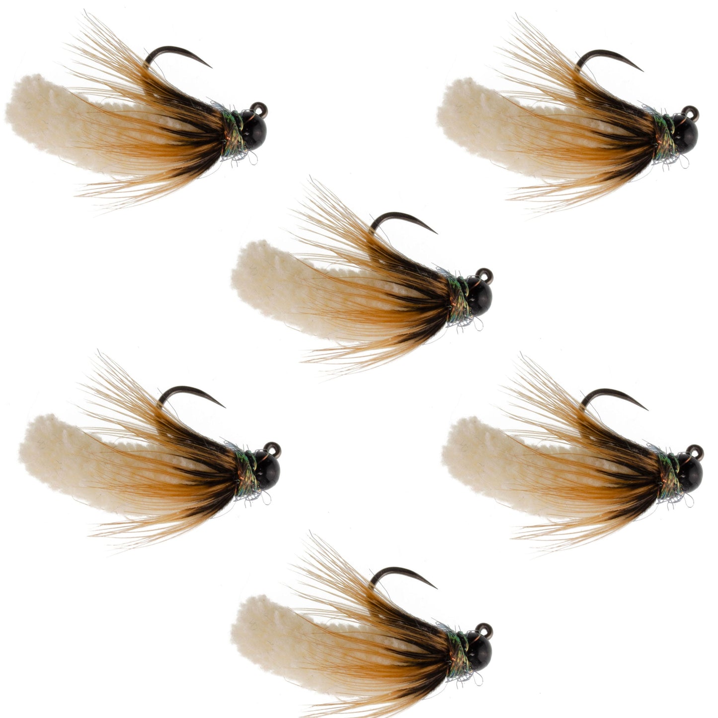 Tungsten Bead Cream Mop Fly Tactical Jig Czech Euro Nymph Barbless - 6 Flies Size 14