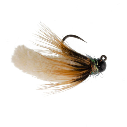 Tungsten Bead Cream Mop Fly Tactical Jig Czech Euro Nymph Barbless - 12 Flies Size 14