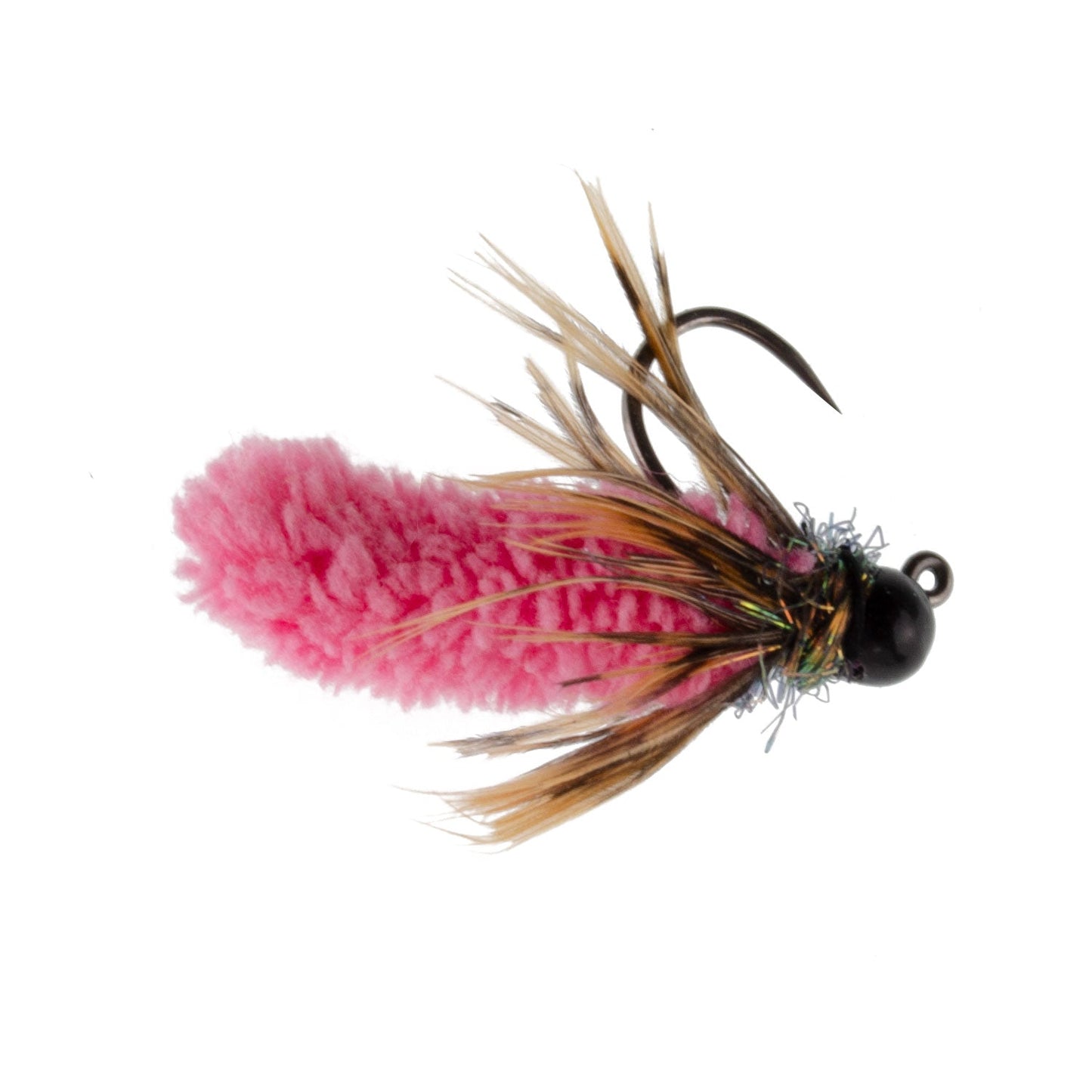 3 Pack Tungsten Bead Hot Pink Mop Fly Tactical Jig Czech Euro Nymph Barbless Fly - 3 Flies Size 14