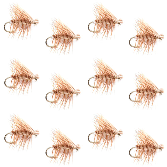 Tan Elk Hair Caddis Classic Trout Dry Fly - 12 Flies Size 10