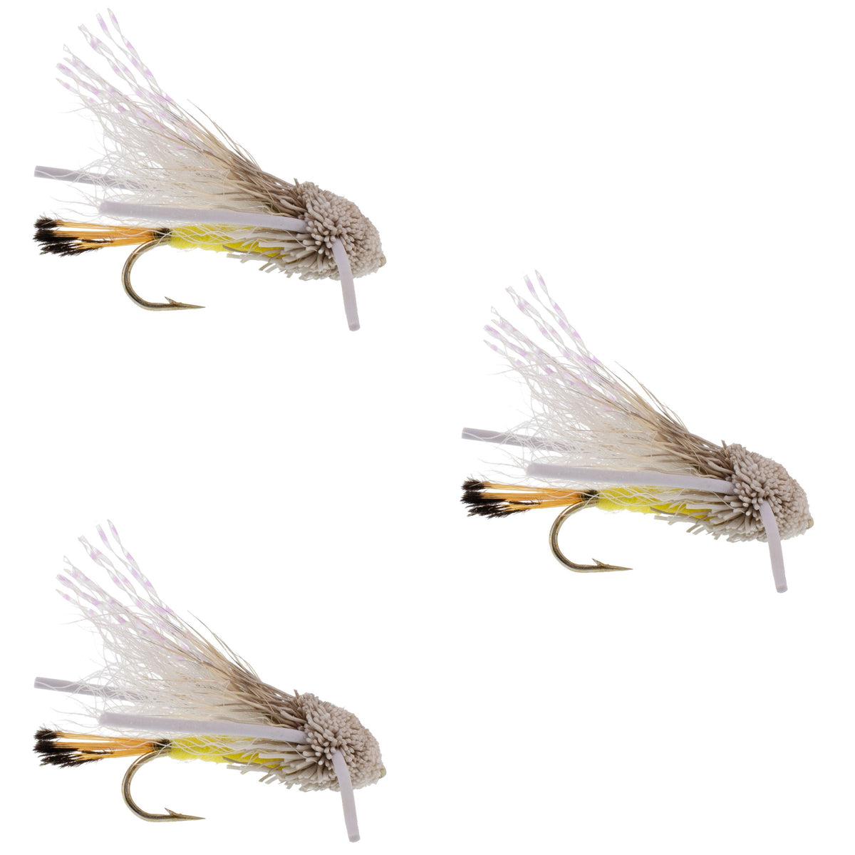 3 Pack Turcks Tarantula Yellow Terrestrial Dry Fly - Size 12