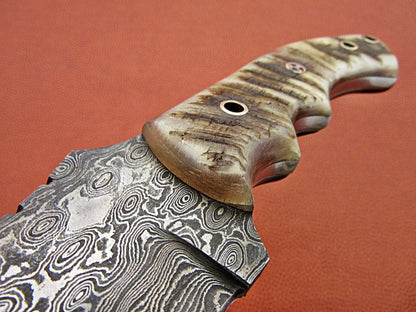 Custom Handcrafted Damascus Steel Tom Brown Tracker Knife - Ideal for Survival, Camping & Tactical Use | KBS Knives