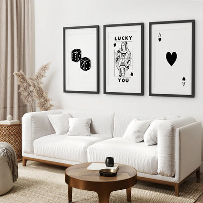 Trendy Playing Card Wall Art Set of 3 Prints