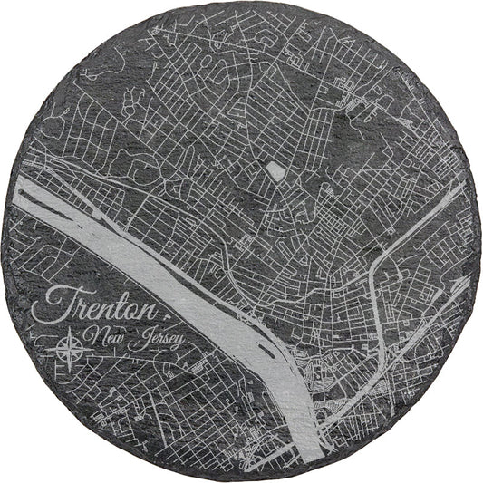 Trenton, New Jersey Round Slate Coaster