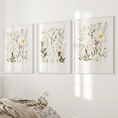 Wildflower Nature Prints. Modern Wall Art Decor