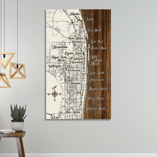 West Palm Beach, Florida Whimsical Map
