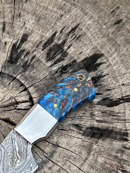 Custom Handmade Damascus Steel Skinning Knife